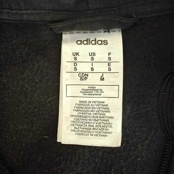 Adidas Black Zip Up Hoodie Track Jacket Yellow Stripes Logo Size S - Picture 3 of 12